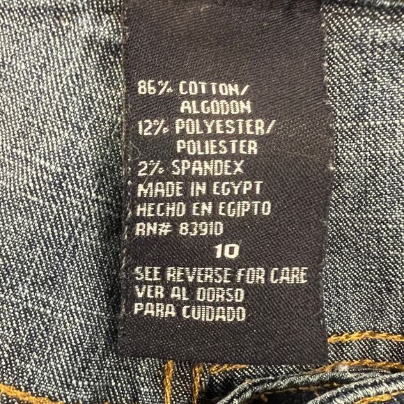 Halston Dark Wash Straight Leg Trouser Jeans PT1437 Size 10 Double Button - Picture 8 of 9